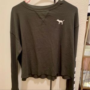 VS PINK Cropped Waffle Knit Henley XS